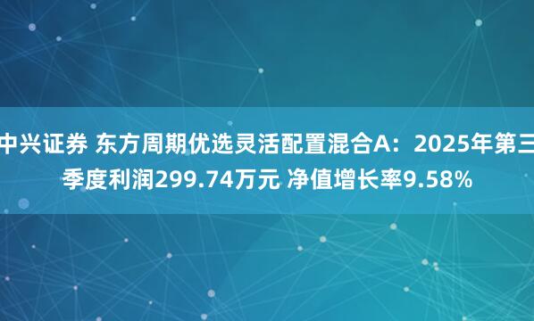 中兴证券 东方周期优选灵活配置混合A：2025年第三季度利润299.74万元 净值增长率9.58%