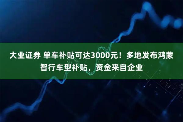 大业证券 单车补贴可达3000元！多地发布鸿蒙智行车型补贴，资金来自企业